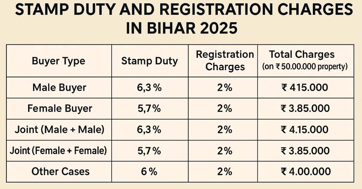 Stamp Duty And Registration Charges in Bihar 2025